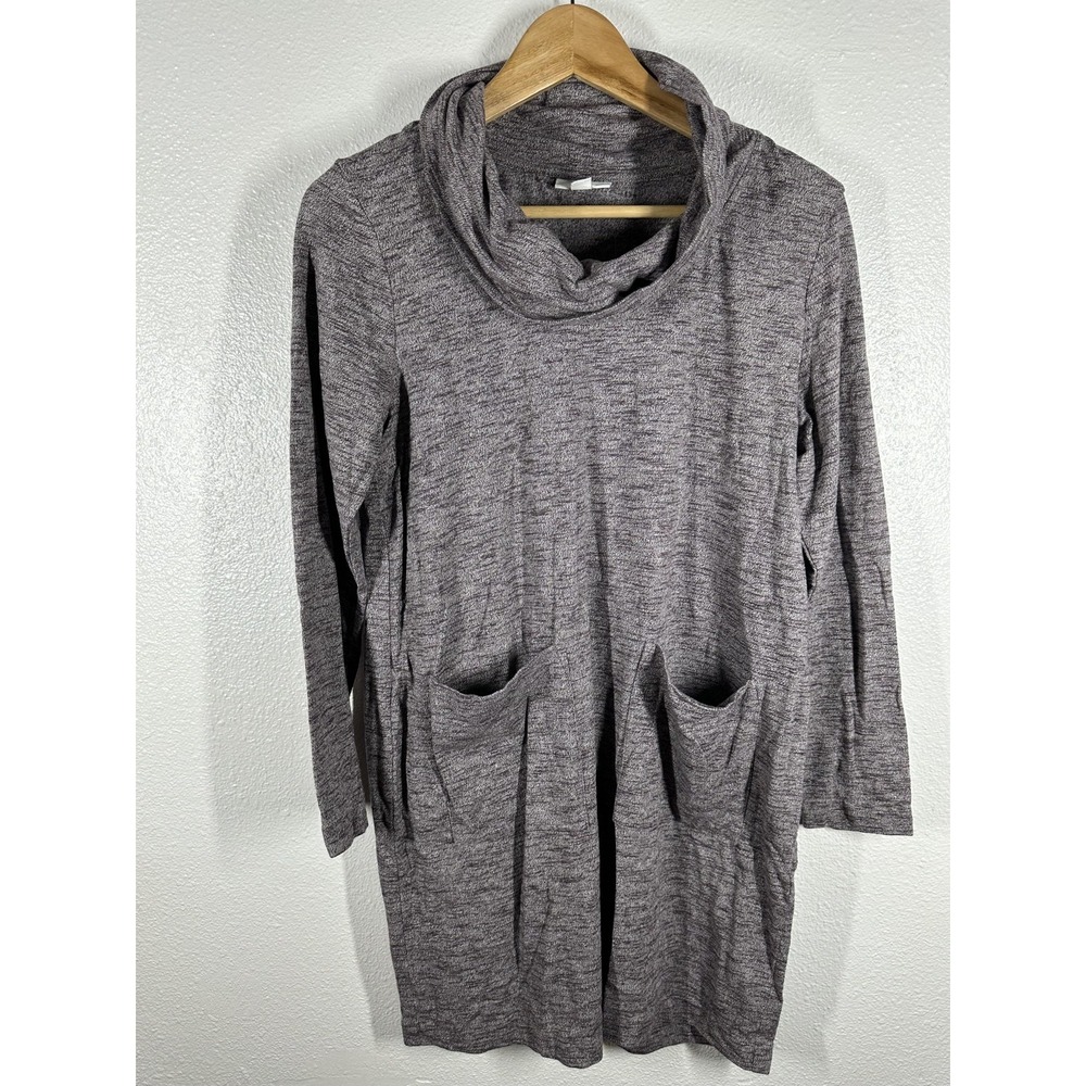 J Jill Sweater Womens Petite Small Gray Cowl Neck Tunic Pockets Knit Soft